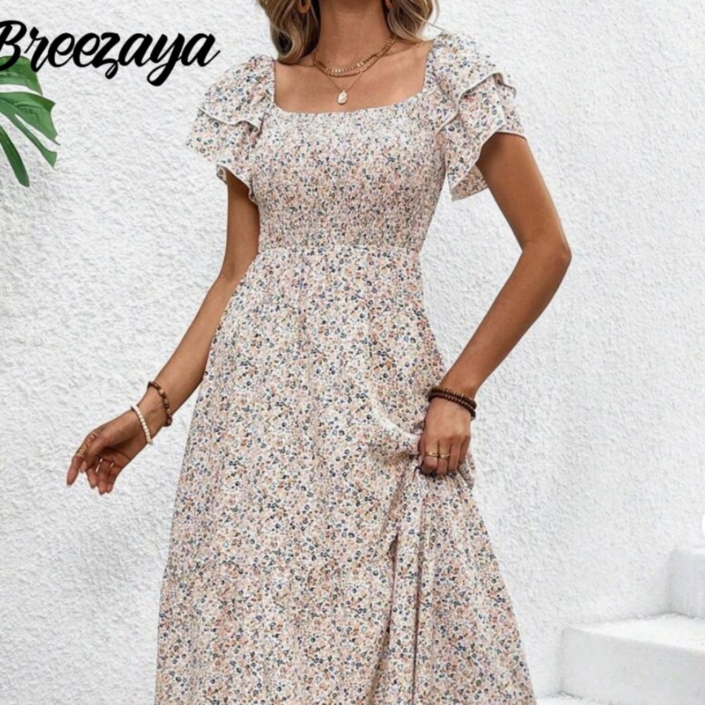 Floral Smocked Midi Dress Size Small